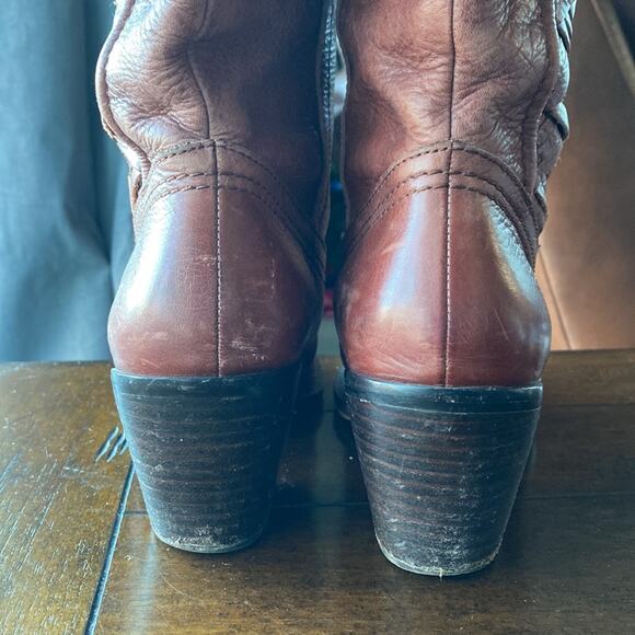 Fossil Felicia Chili Brown Leather hit just below the knee distressed size 6.5 - Picture 7 of 9